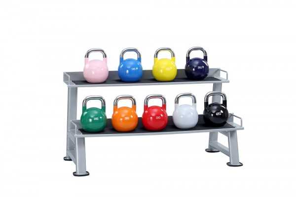 713-1 Kettlebellablage 2-lagig mit Competition Kettlebells