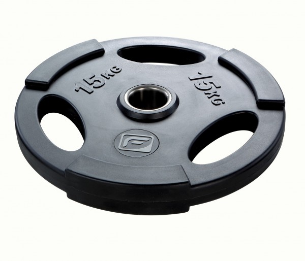 PU Olympicscheiben schwarz 15 kg mit Griff und Logo_511500PU