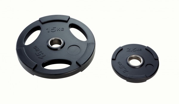 PU Olympicscheiben schwarz 15 kg mit Griff_511500PO und PU Olympicscheiben schwarz 2,5kg_510250PO
